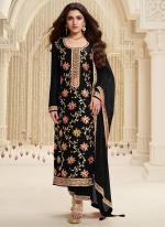 Viscose Black Festival Wear Embroidery Work Dress Material